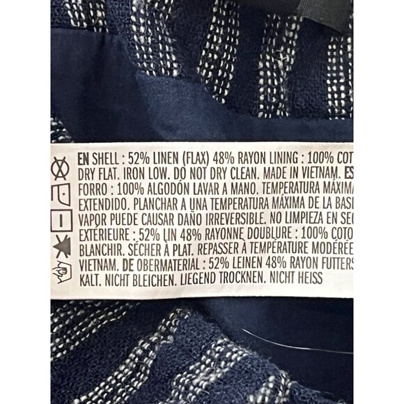 Forever 21 Blue White Linen Blend Striped Button Front Mini Skirt Medium - Picture 12 of 12